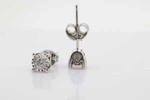 Diamond stud earrings 14k Diamond Solitaire earrings. Diamond encrusted earrings - Picture 1 of 5