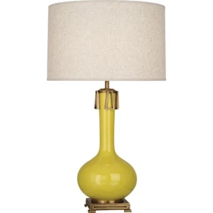 Robert Abbey Athena 1 Light Table Lamp, Citron Glazed Ceramic/Aged Brass - CI992 - Picture 1 of 1