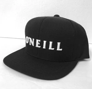 New O'NEILL SNAPBACK HAT black white spellout big logo WOOL flat bill men/women - Picture 1 of 8
