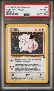 Pokémon TCG Clefairy Base Set 2 6/130 Holo Unlimited Holo Rare PSA 8 - Picture 1 of 2