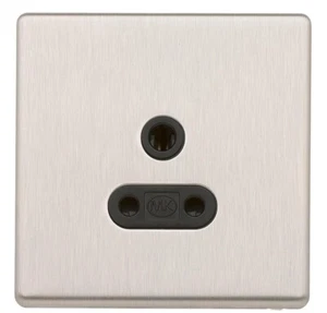 MK K24381BSS B 5Amp 1G Enchufe de iluminación sin conmutar Acero cepillado Inserto negro (34 - Imagen 1 de 3