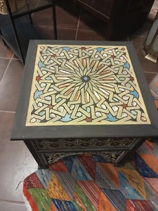 Mesa auxiliar o centro marroquí pintada Zouk 60 x60 x55cms - Imagen 1 de 1