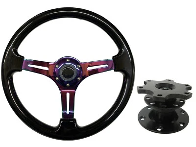 Black Neo Chrome TS Steering Wheel + Quick Release boss 42BK for MG - Image 1 of 4