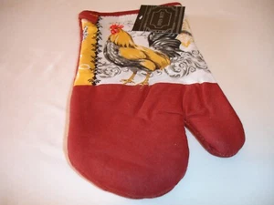 New! Pristine Rooster Kitchen Oven Mitt Cotton Kitchen Oven Mitt Farm Rooster - Picture 1 of 4