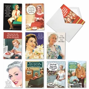 - 10 Funny Birthday Cards Assortment - Adult Retro Notecard Set, Bulk Boxed H... - Picture 1 of 7
