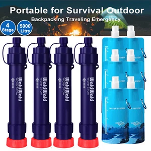 4 pajitas de filtro de agua, purificador personal portátil de emergencia + 6 bolsas de botella de agua - Imagen 1 de 15