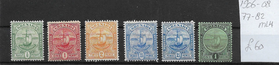 GRENADA @ 1906 CRACHÁ ENVIO SG 77/82 MLH BOM PREÇO @GB.448 - Imagem 1 de 1