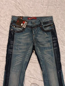 Cipo & Baxx C-761 Jeans Men's 33x34 Denim Thick Stitch Straight Cut Colorblock - Picture 1 of 14