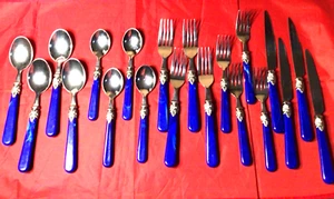 Hampton Silversmiths San Remo Blue Flatware 20 pieces Stainless - Foto 1 di 7