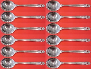 Royal Danish by International Sterling Silver Cream Soup Spoon Set 12 pieces - Picture 1 of 4