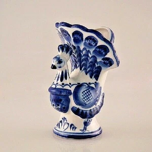 "Portaserpinas de porcelana rusa Gzhel ""Pavo real"" pintado a mano firmado importación NUEVO - Imagen 1 de 3
