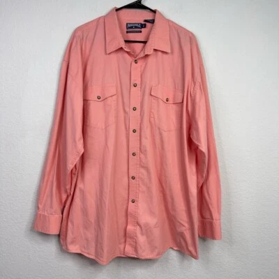 Camisa masculina fina Panhandle 2XLT botão pérola salmão manga longa cowboy faroeste - Imagem 1 de 4