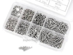 800pcs 4mm - 20mm M2 Flat Head Phillips Assorted Self Tapping Screws Set Steel - Bild 1 von 5