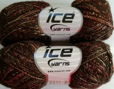 2 x 50g Decorative Mohair Yarn with Lurex. Brown/Pink/Gold. Knit/Crochet/Weave - Image 1 of 4