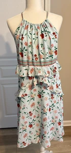 Max Studio London Sleeveless Dress Size Small Floral Gathered Halter Ruffles - Picture 1 of 8