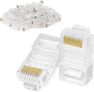 Cat5e Modular RJ45 Cat 5E Ethernet Cable Connector Plug Crystal Head 100 PCS - Picture 1 of 7