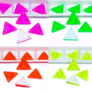 Triangle Crystal Neon Sew On Rhinestones Fluorescence Mocha Sewing accessory - Picture 1 of 18