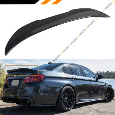 FOR 2011-17 BMW F10 5 Series & M5 Carbon Fiber High Kick Big Trunk Spoiler Wing - Image 1 of 4