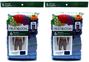 12 Plaid and Stripe Medium M 32-34 Inch Boxers Fruit Of The Loom M 81-86 CM - Picture 1 of 6