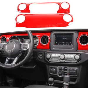 2x Cubierta del panel del tablero de instrumentos de la consola central para Jeep Wrangler JL JT 2018+ rojo - Imagen 1 de 8