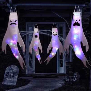Halloween Deko hängende Geister Windsäcke LED leuchtende Geister Requisiten - Bild 1 von 8