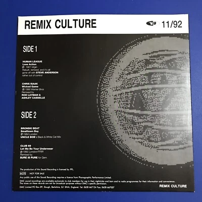 DMC REMIX CULTURE 11/92 - 12" Vinyl UK Remix Maxi Single. DMC 118/1. H.League VG - Image 1 of 4