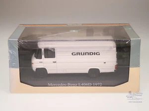 1:43 Altaya Atlas 1972 Mercedes Benz L406D Transporter Grundig Box OVP Oldtimer - Bild 1 von 4