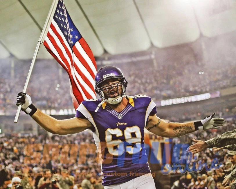 Foto brilhante 8x10 2012 Minnesota Vikings JARED ALLEN impressão futebol HOF 2025 - Imagem 1 de 1