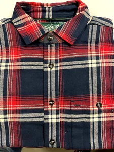 Woolrich Langarm Flanellhemd mit Knöpfen Herren rot/blau OZZY kariert MEDIUM mit Etikett - Bild 1 von 4