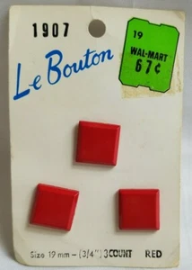Vintage Le Bouton 3 Count 19mm Red Square Italy Craft Clothes Sew Buttons LotA - Picture 1 of 6