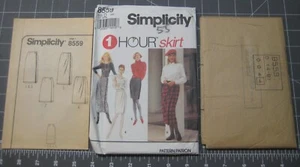 Simplicity 8559 Misses 1 Hour Skirt Size 4 6 8 Wool Corduroy Twill Front Wrap - Picture 1 of 7