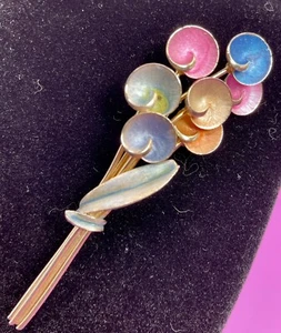 Kramer Vtg Multicolored Calla Lily Bouquet Brooch Pin Very Unique &lovely Signed - Picture 1 of 7