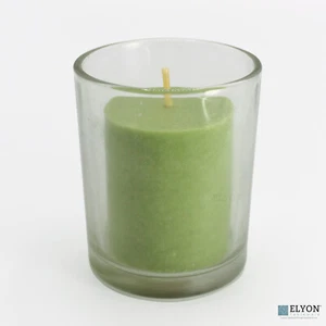 18 Green Colored Unscented Wax Votive Candle in Glass Holder 24 Hours Burn Time - Picture 1 of 15