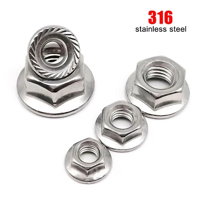 M3-M12 DIN6923 316 A4 Stainless Steel Hexagon Serrated Lock Spinlock Flange Nut