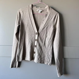 Banana Republic Cardigan Sweater Womens XS Beige Silk Cotton Cashmere Blend - Picture 1 of 13