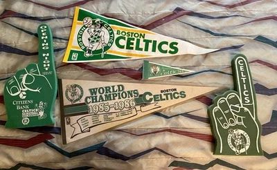 Boston Celtics Pennant #1Finger Lot NBA 1886 Champions 1997 Larry Bird  - Image 1 of 3