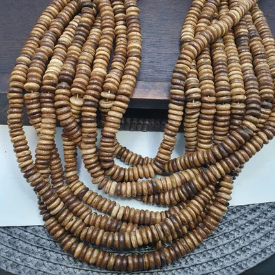 Vintage tibetano osso di yak (bufalo) intaglio perline filo di perline, collana - Immagine 1 di 4