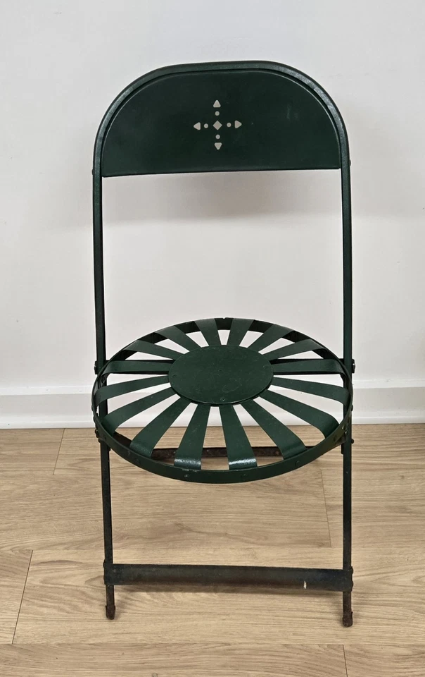 Vintage Art Deco Francois Carre Iron Sunburst Folding Metal Garden Patio Chair - Image 1 of 4