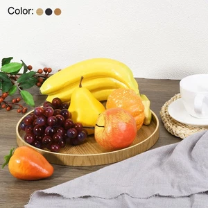 11" Wood Serving Tray Round Decorative Platter Home Kitchen Set of 3 pcs - Picture 1 of 5