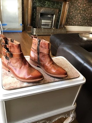 Bed Stu Mujer Cuero Botines Zapatos Talla 7.5 Marrón Envejecido Boho Chic Foto 1 de 4