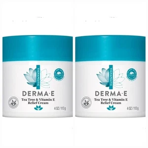2 PACK! DERMA-E Tea Tree & Vitamin E Relief Cream, 4oz BB 4/26 - Picture 1 of 3