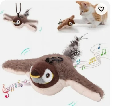 USB Interactive Flying Bird Cat Toys Electronic Pet Simulation Sparrow Toy US - Image 1 of 4