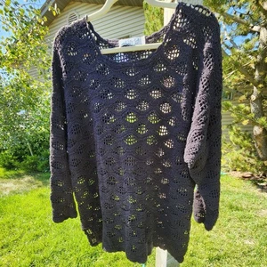 Katy D Kathryn Deene Häkel Strick Pullover schwarz Damen Übergröße 22/24 Pulli - Bild 1 von 11