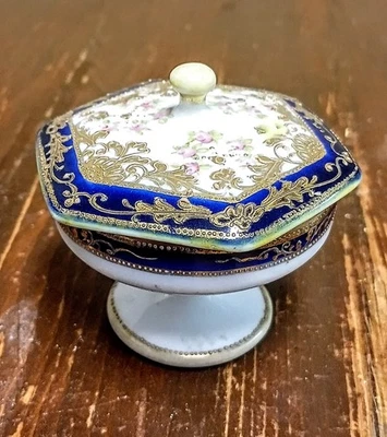 Antique Meiji period Early 20th Century Japanese Noritake Handpainted Compote - Image 1 of 4