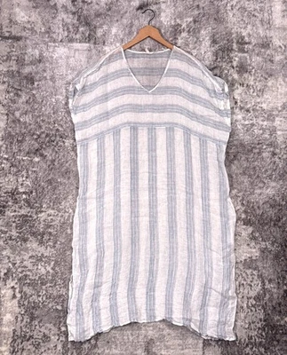 Eileen Fisher Dress Large / XL Womens Linen Stripe Lightweight Sheer Kaftan Midi - Image 1 of 4