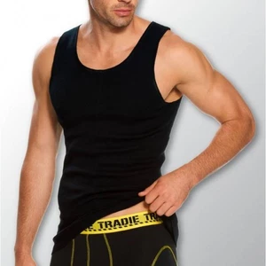Mens Tradie 2 Pack Sizes 3-6XL Black Pure Cotton Rib Singlets Work Tank – 9SC - Picture 1 of 5