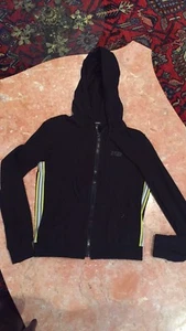 BEBE SPORT BLACK AND YELLOW ZIP UP HOODED JACKET S - Picture 1 of 8