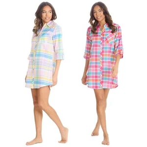 Tailored Button Nightshirt Ladies Cotton Blend Sleepshirt Nightie Nightwear - Picture 1 of 15