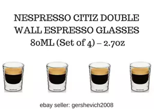 BRAND NEW NESPRESSO CITIZ DOUBLE WALL ESPRESSO GLASSES 80ML (Set of 4) – 2.7oz - Picture 1 of 5