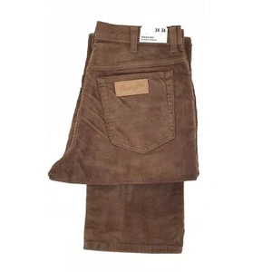 Mens Wrangler Texas Tall 36 Inch Leg Regular Fit Jumbo Cord Zip Fly - Teak Brown - Picture 1 of 2